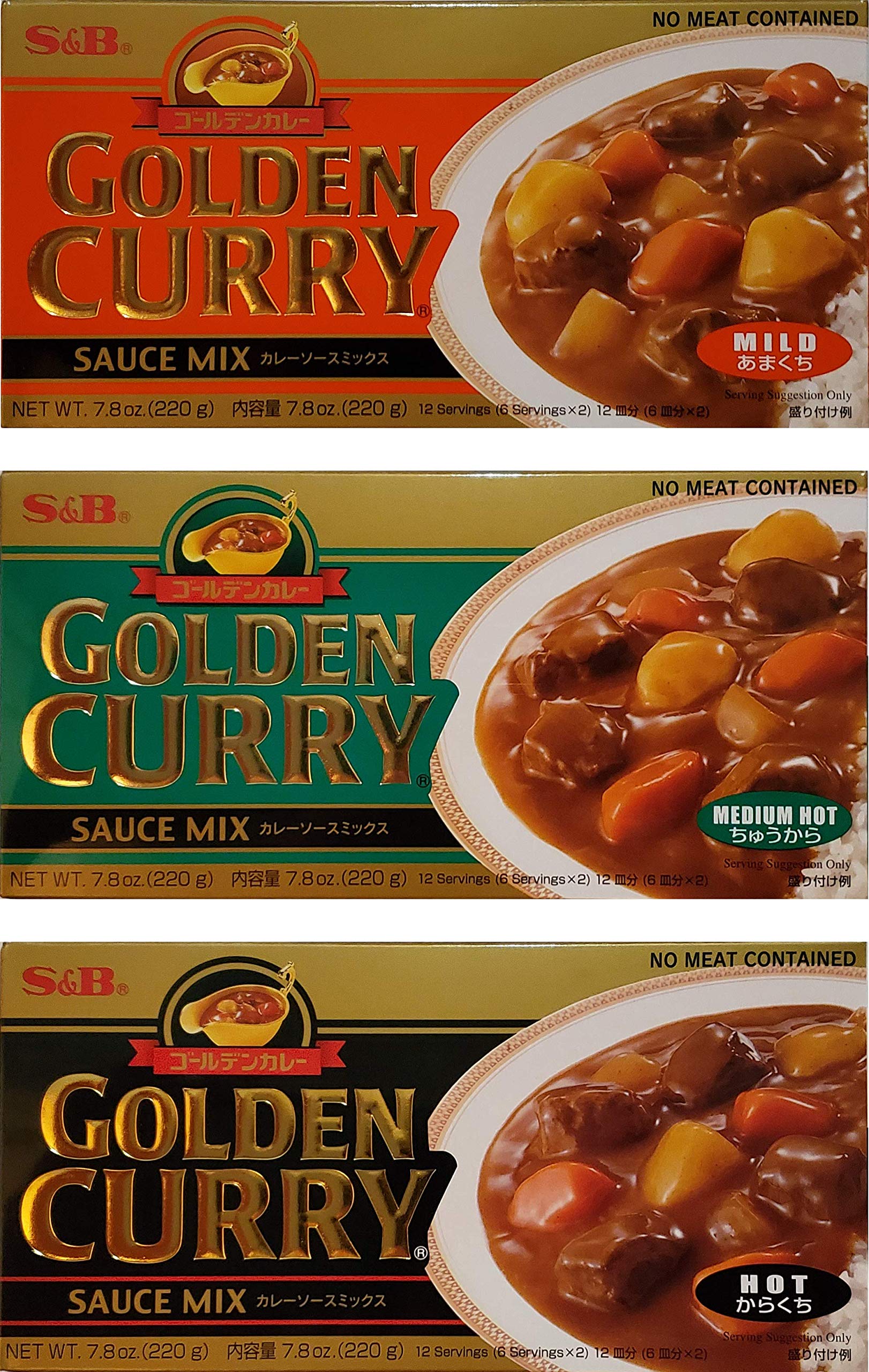 Amazon.com : S&B Golden Curry Sauce Mix, Mild,Medium Hot and Hot